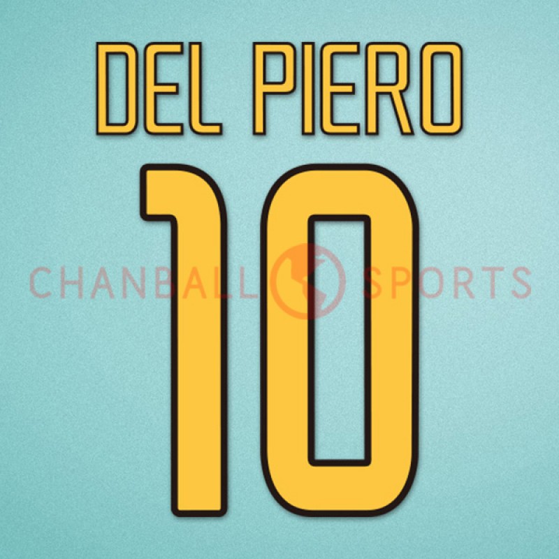 Juventus 2003-2004 Del Piero #10 Homekit Nameset Printing
